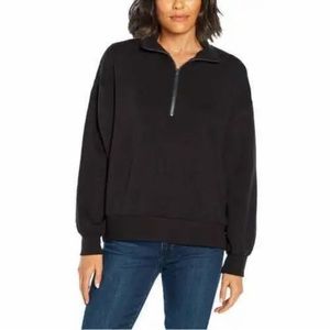 NEW Three Dots Women’s Cozy Soft Quarter Zip Pullover Black
